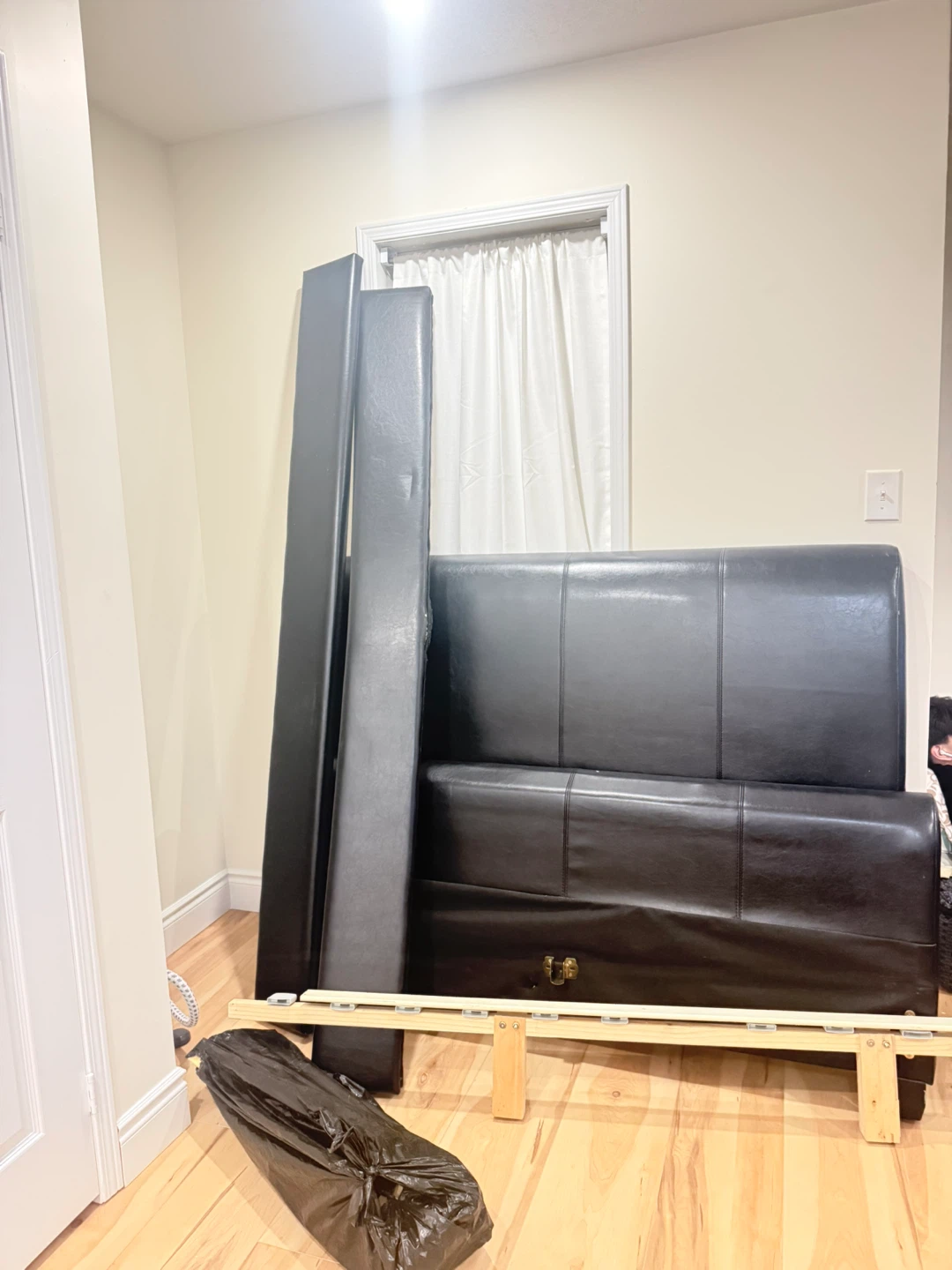 Black Faux Leather Headboard
