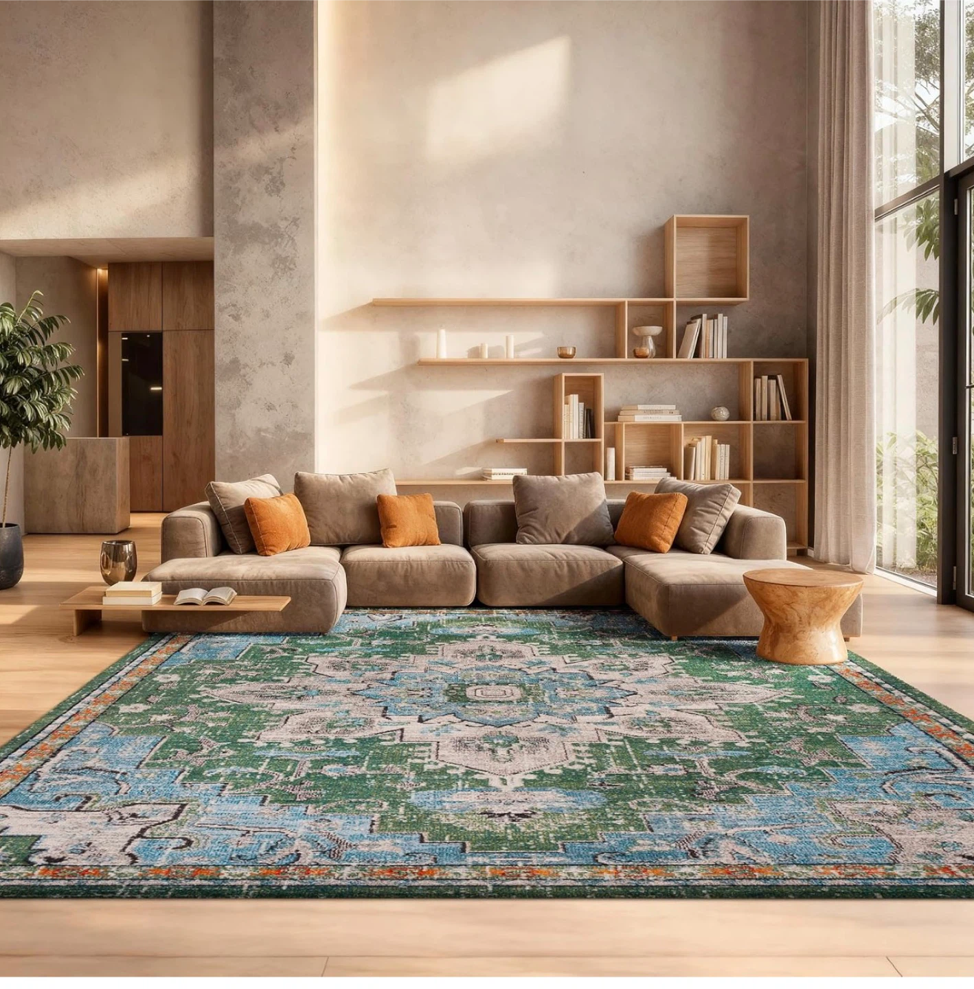Green and Blue Medallion Area Rug - photo 2