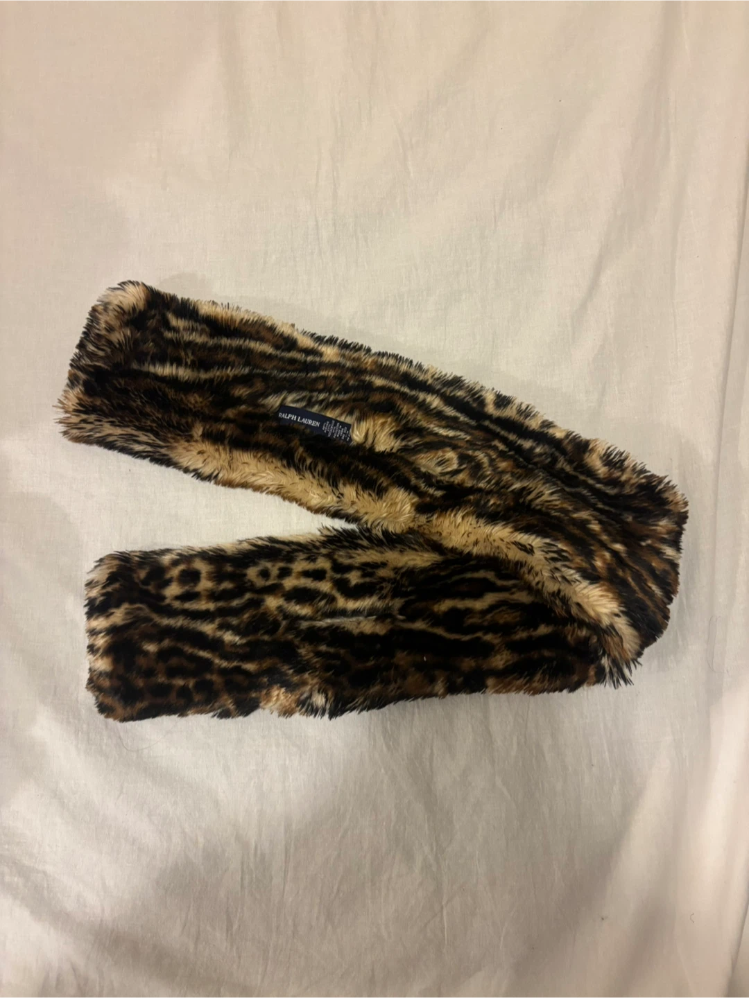 Ralph Lauren Faux Fur Leopard Print Scarf