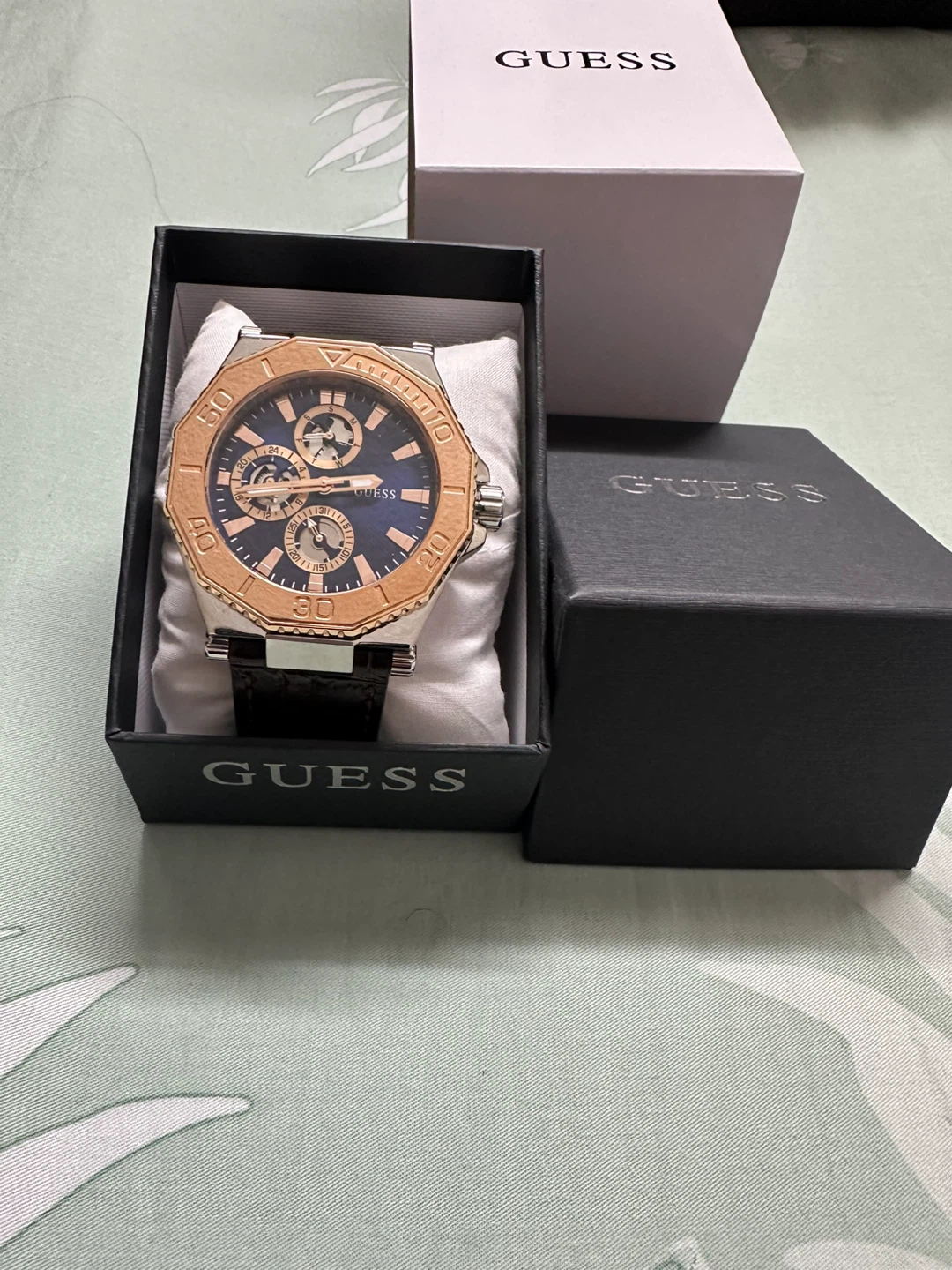GUESS Watch with Brown Leather Strap