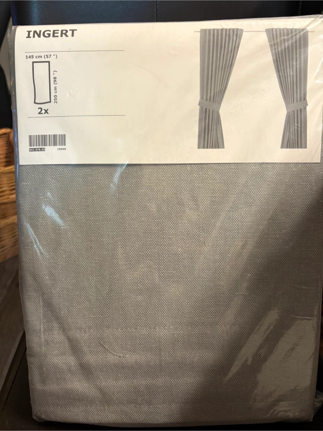 IKEA INGERT Curtains Grey 145 x 250 cm (2x)