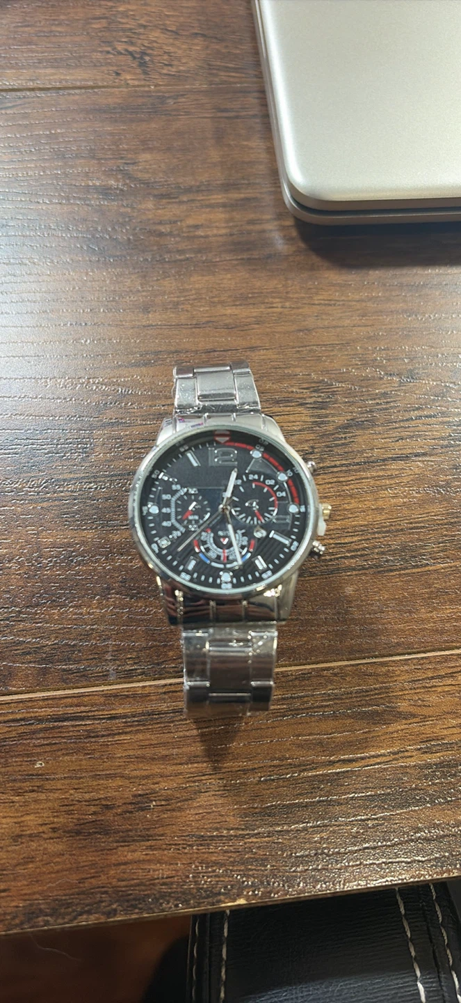 Men's Silver Stainless Steel Chronograph Watch