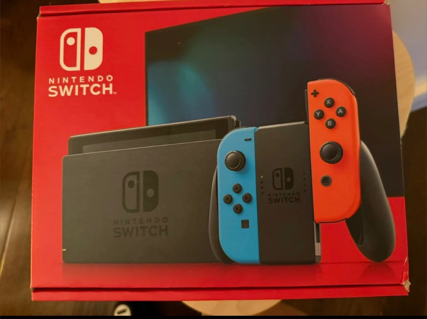 Nintendo Switch Console with Neon Blue and Red