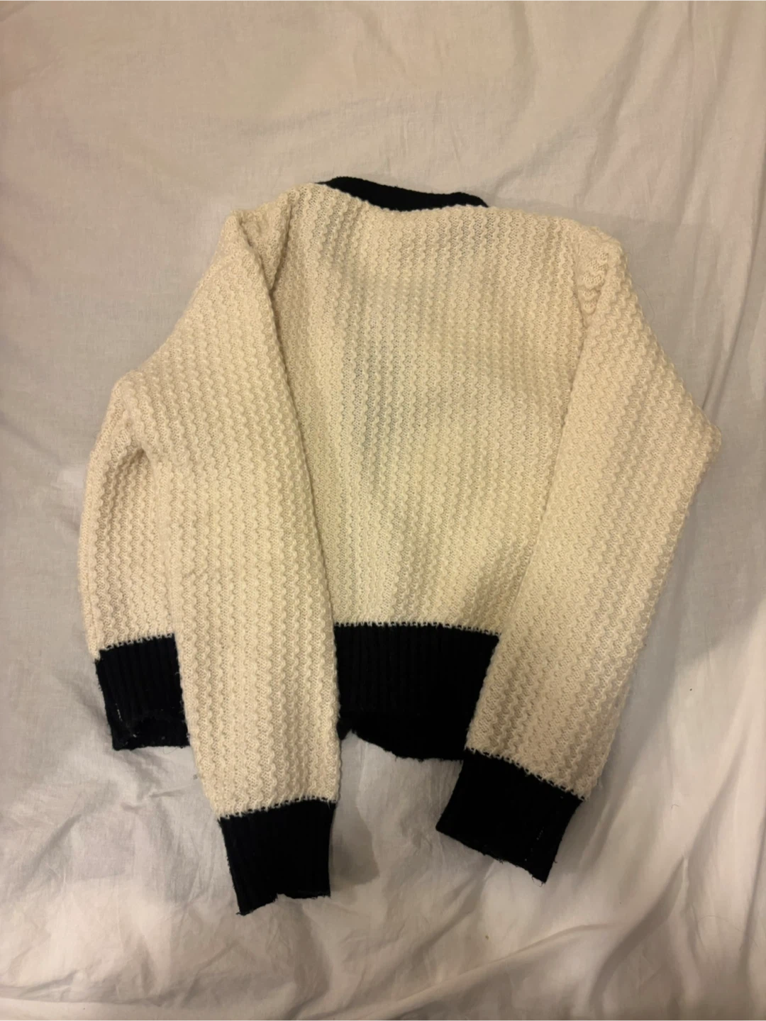 Cream and Black Button-Up Cardigan - photo 3