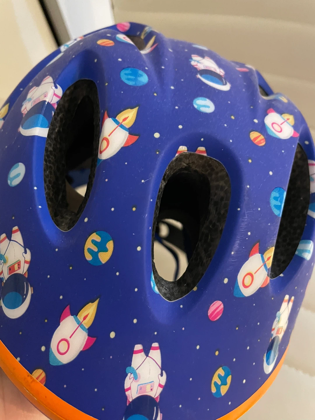 Kids Blue Rocket & Planet Bicycle Helmet - photo 4