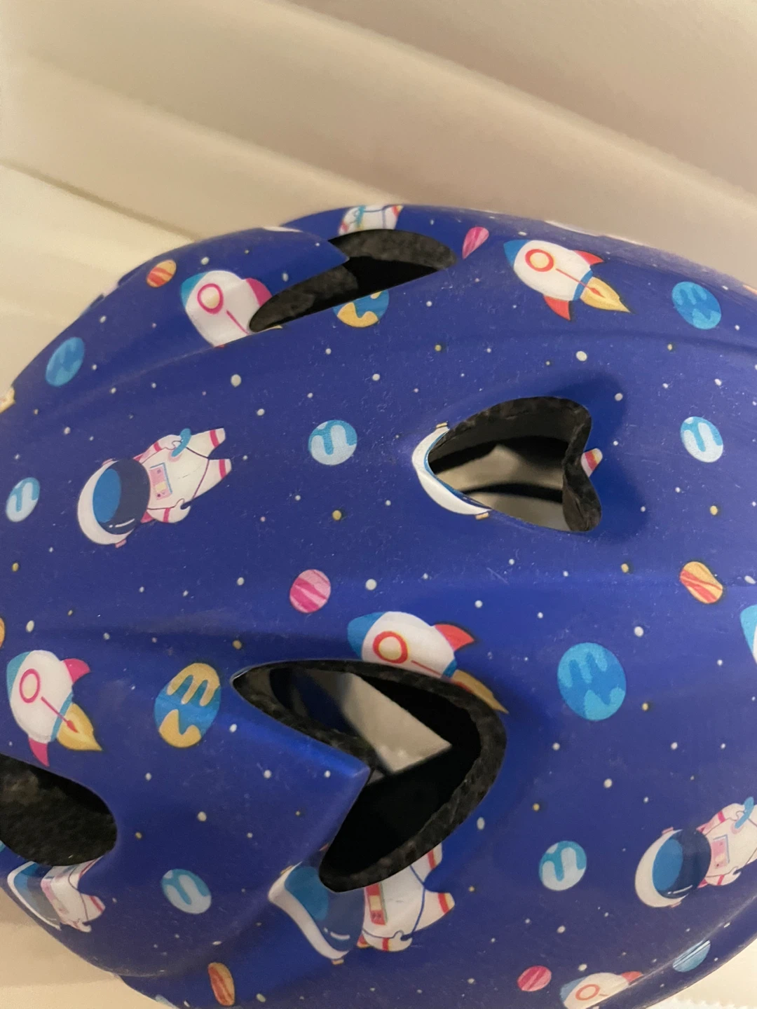 Kids Blue Rocket & Planet Bicycle Helmet - photo 3