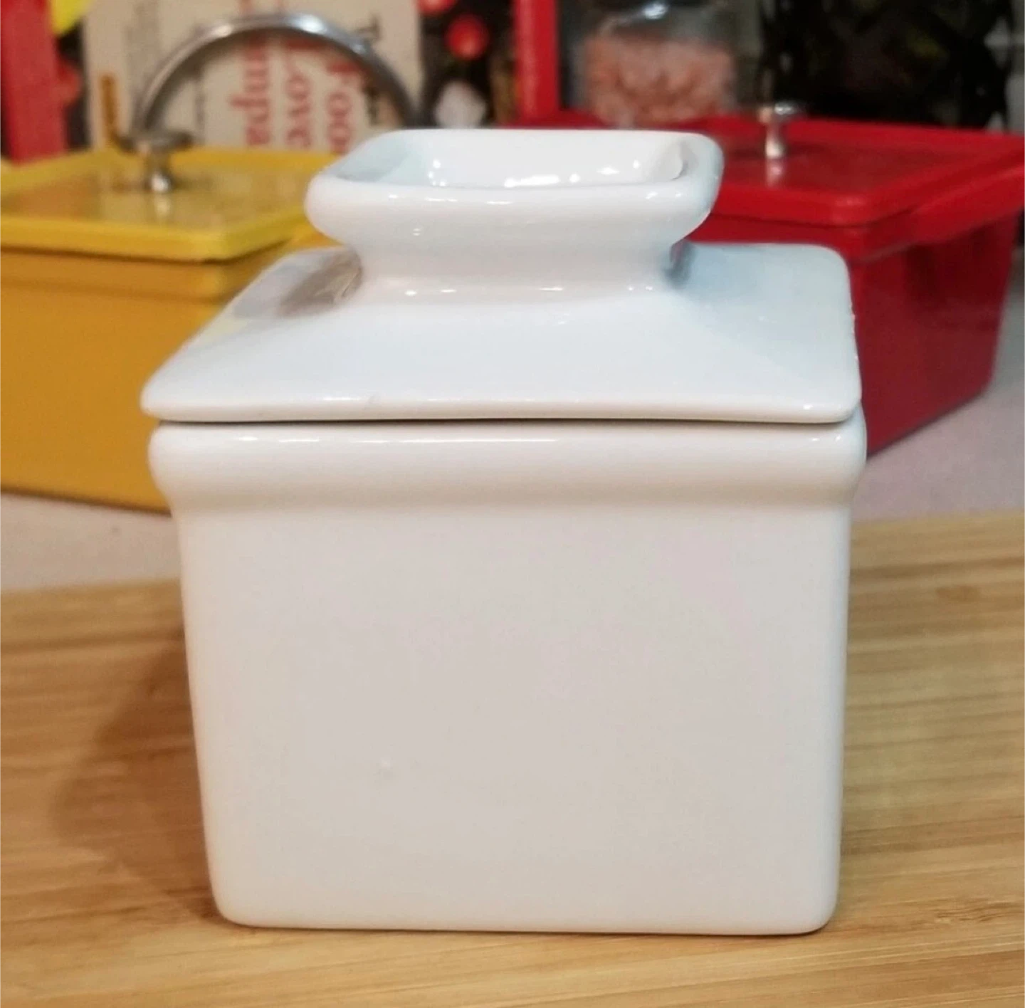 White Ceramic Butter Dish with Lid
