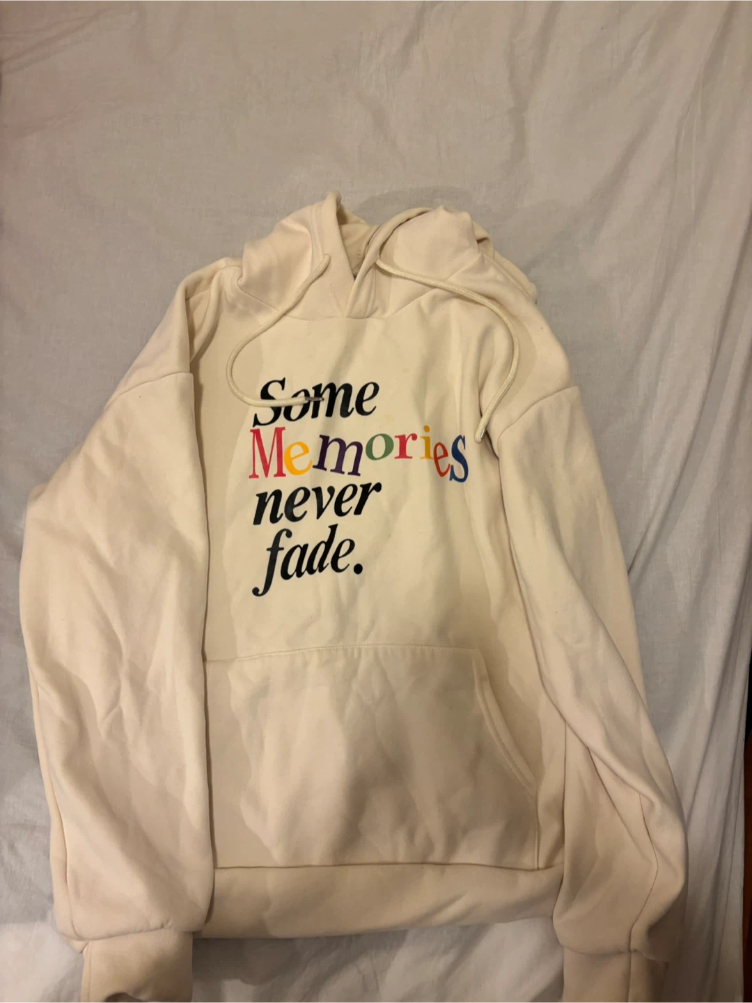 Cream Hoodie with "Some Memories Never Fade" Graphic