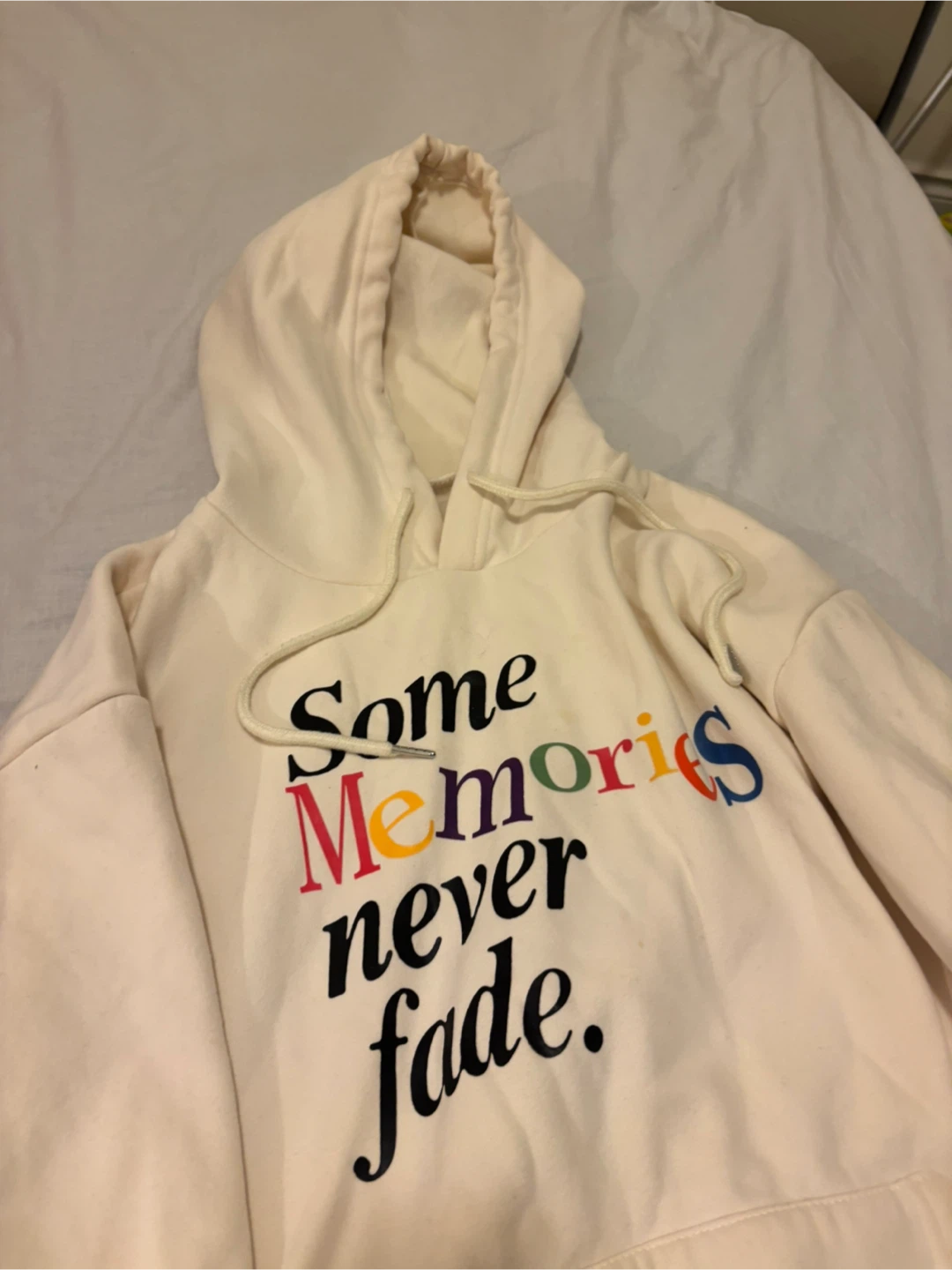 Cream Hoodie with "Some Memories Never Fade" Graphic - photo 3