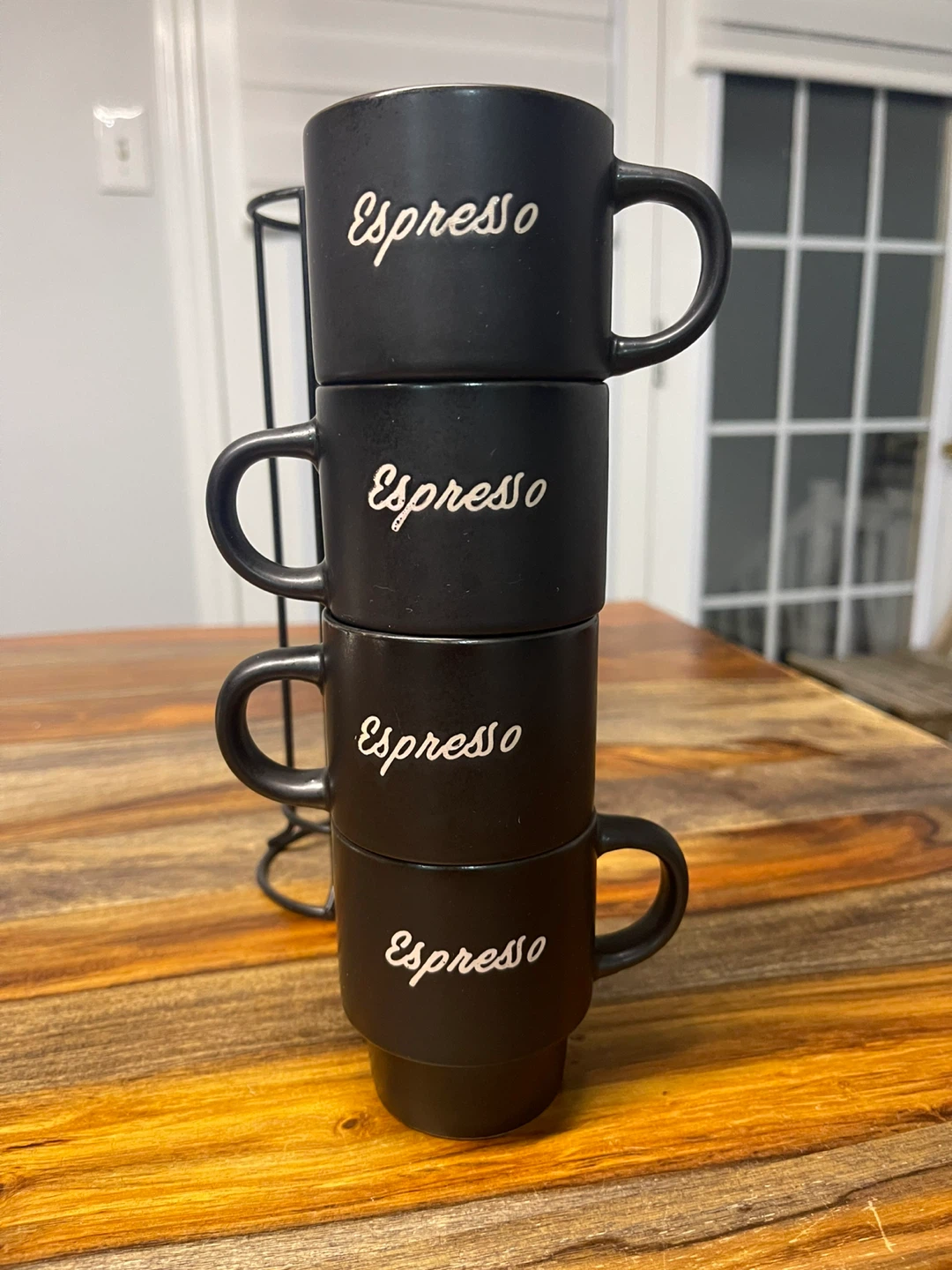 Set of 4 Black Espresso Cups with Stand - photo 4