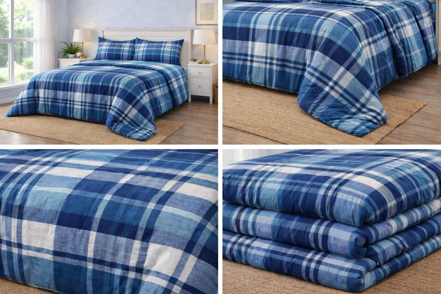 Brand New Queen Plaid Comforter Set - 4 Piece - photo 3