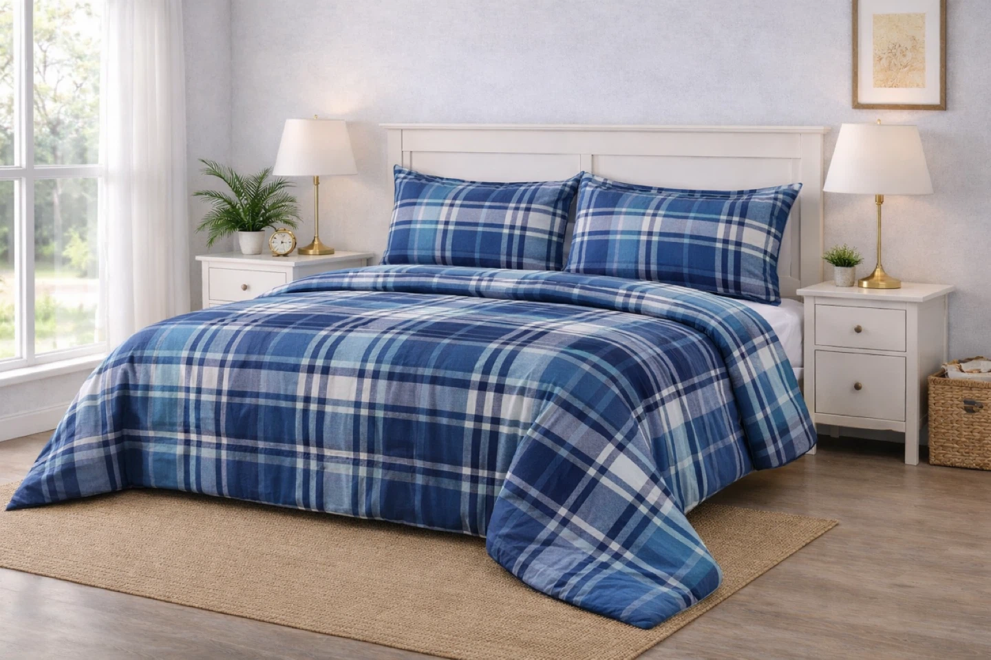 Brand New Queen Plaid Comforter Set - 4 Piece - photo 2