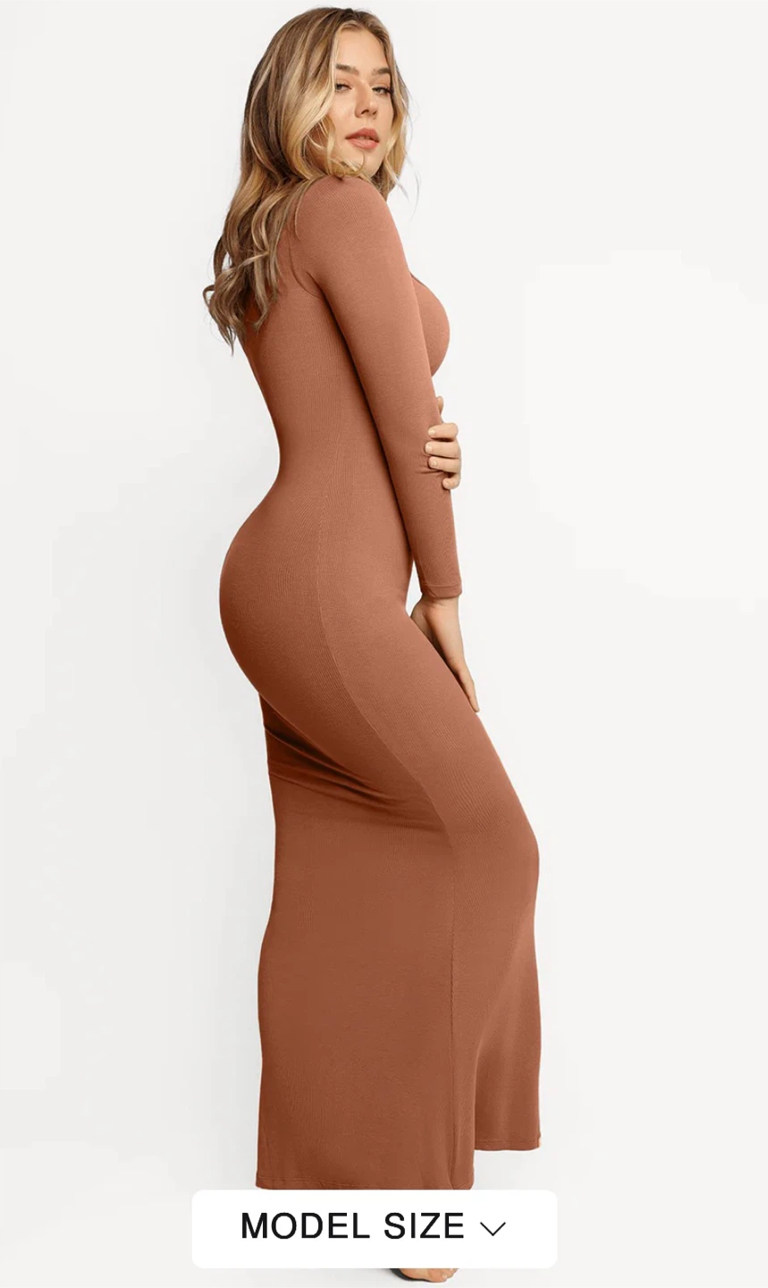 NEW! Popilush Shapewear Square Neck Slimming Modal Maxi Dress - photo 4