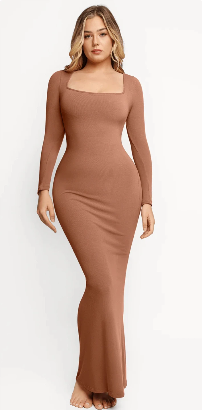 NEW! Popilush Shapewear Square Neck Slimming Modal Maxi Dress - photo 5