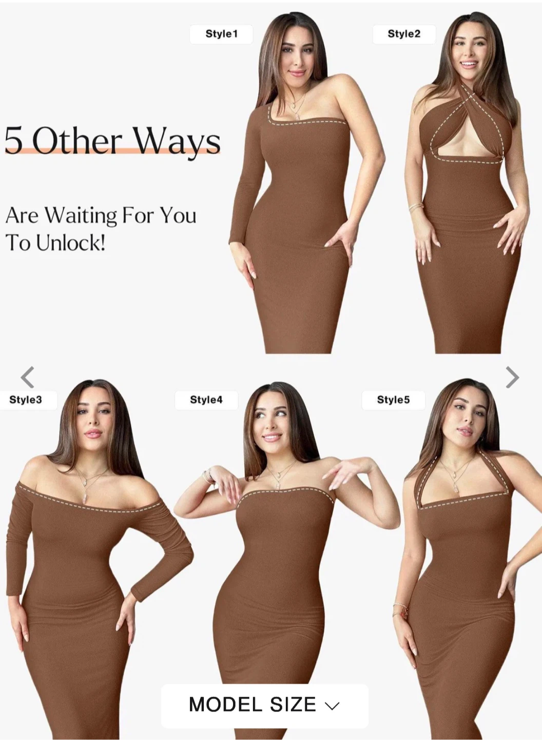 NEW! Popilush Shapewear Square Neck Slimming Modal Maxi Dress - photo 3