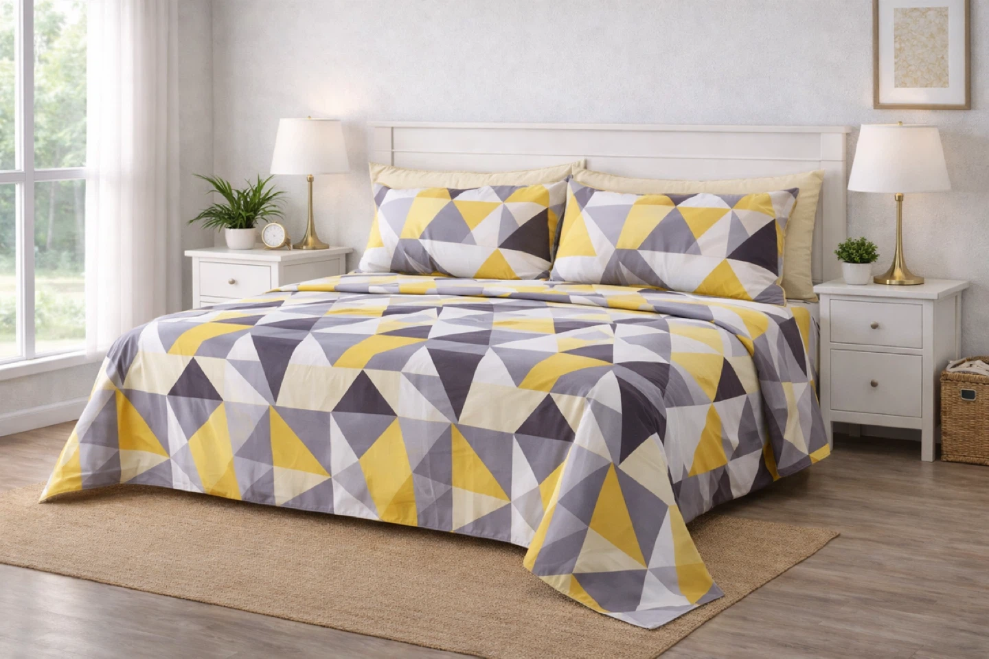 Brand New Queen 6 Piece Bedsheet Set - Geometric Pattern - photo 4