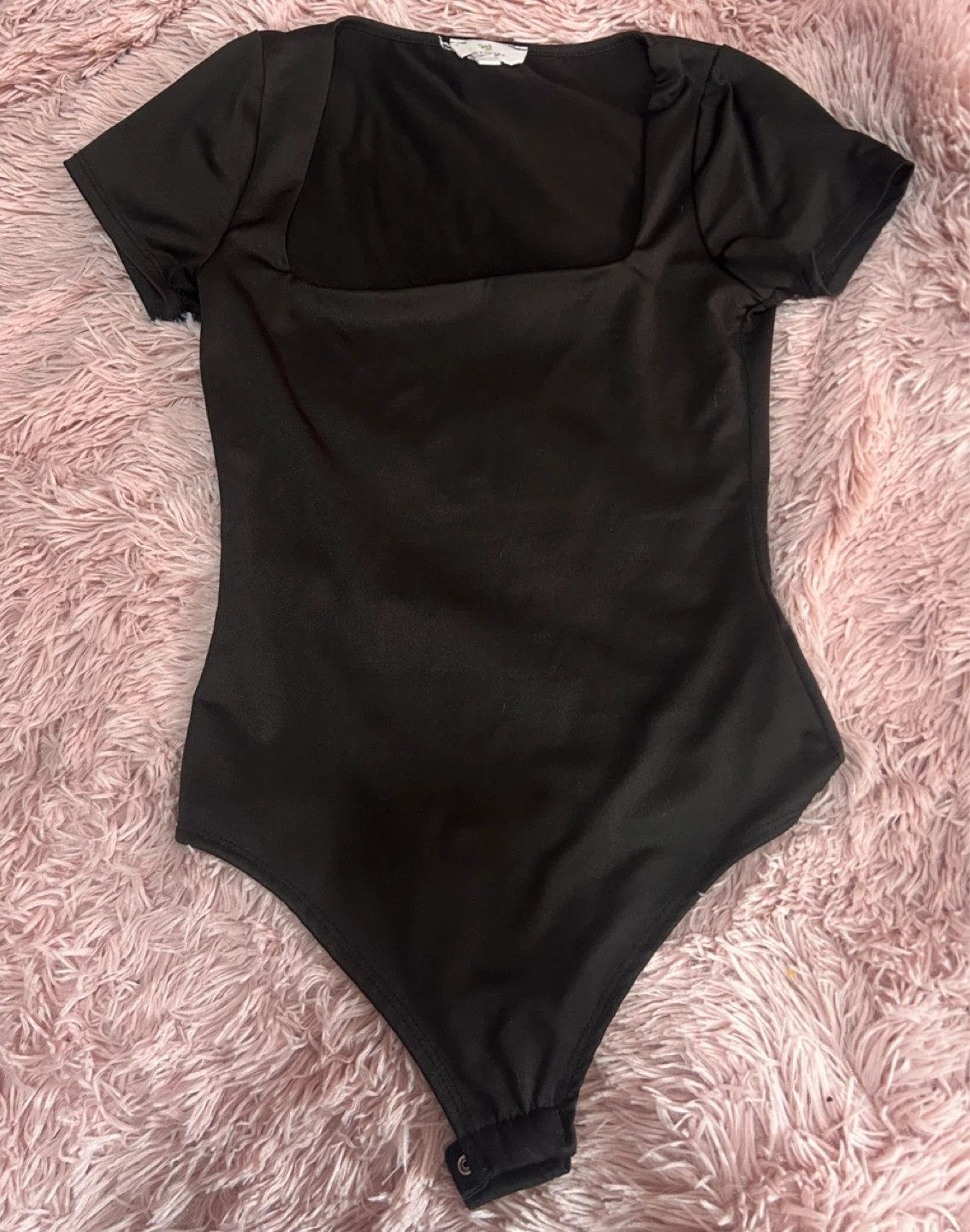 Black Square Neck Short Sleeve Bodysuit