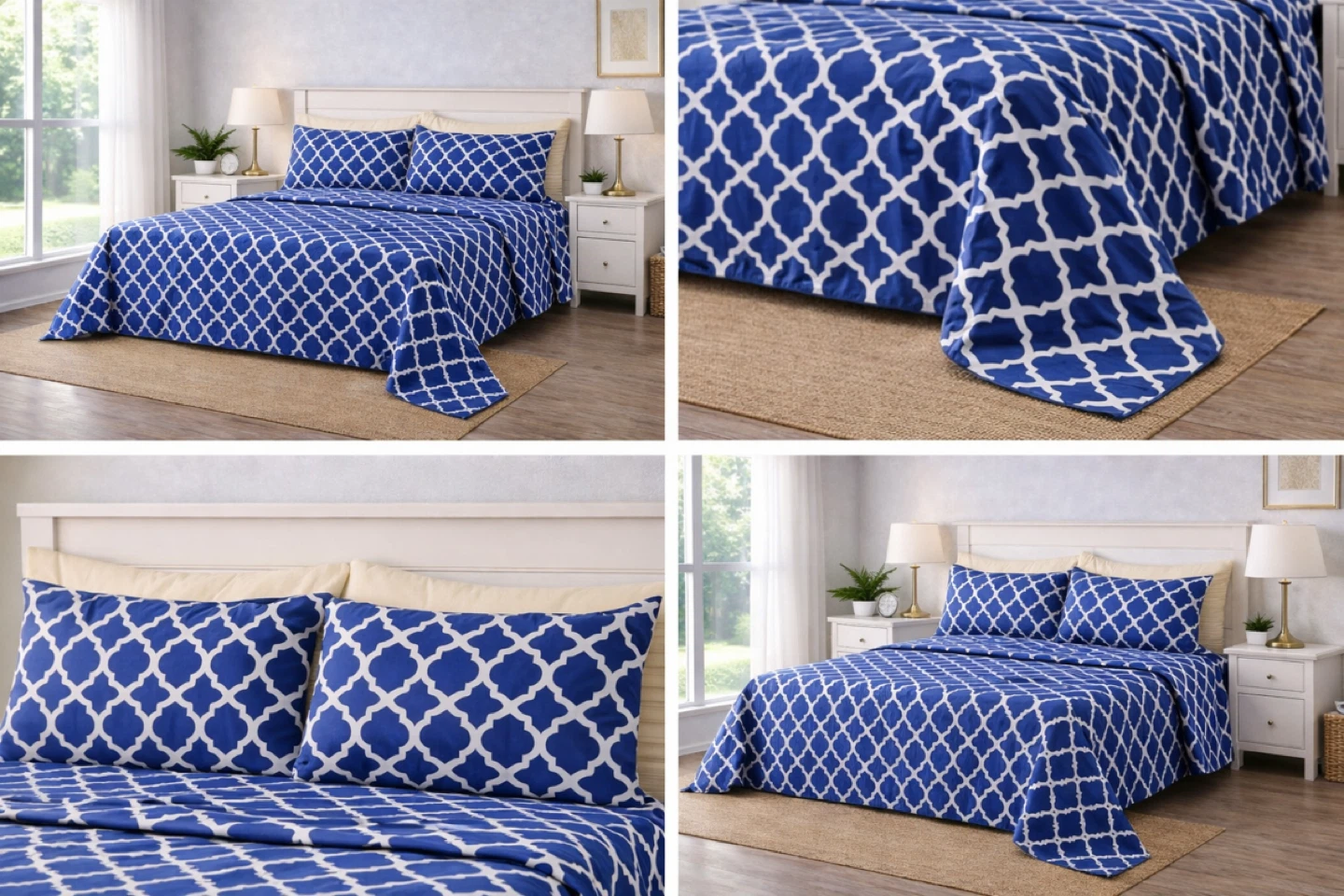 Brand New Queen 6-Piece Bedsheet Set - Blue and White Pattern - photo 3