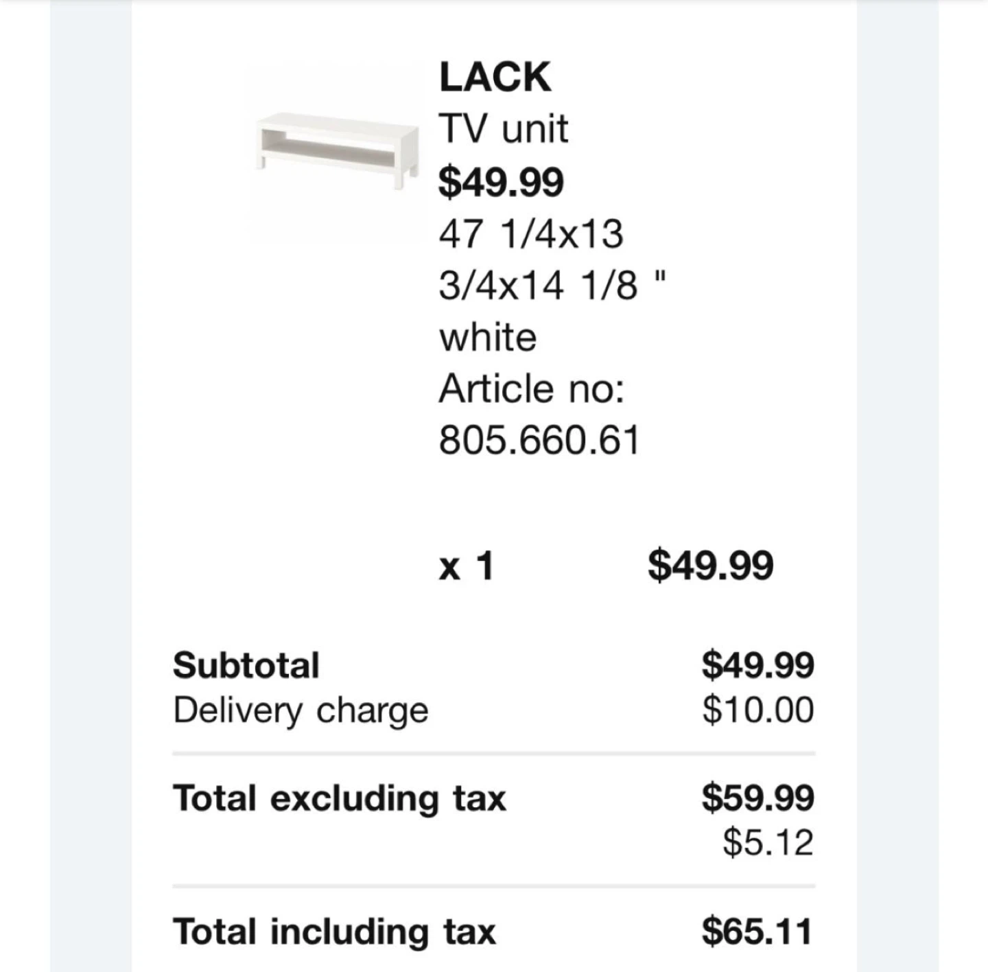 IKEA LACK TV Unit - White - photo 3