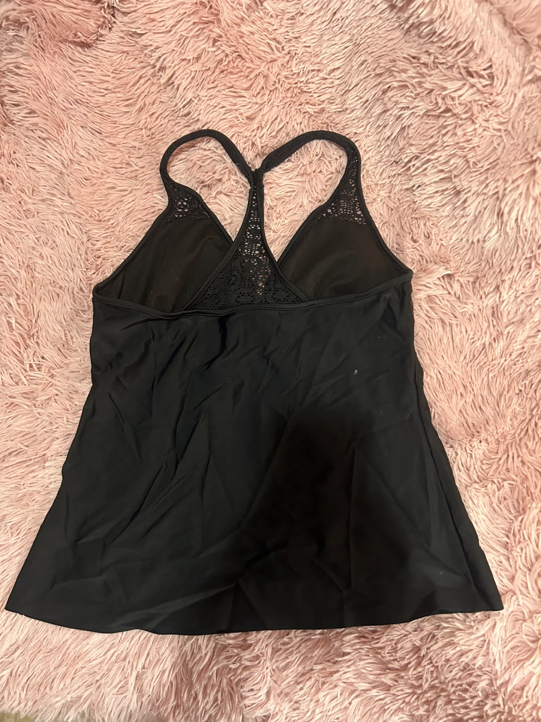 Black Tankini Top with Lace Detail - photo 2