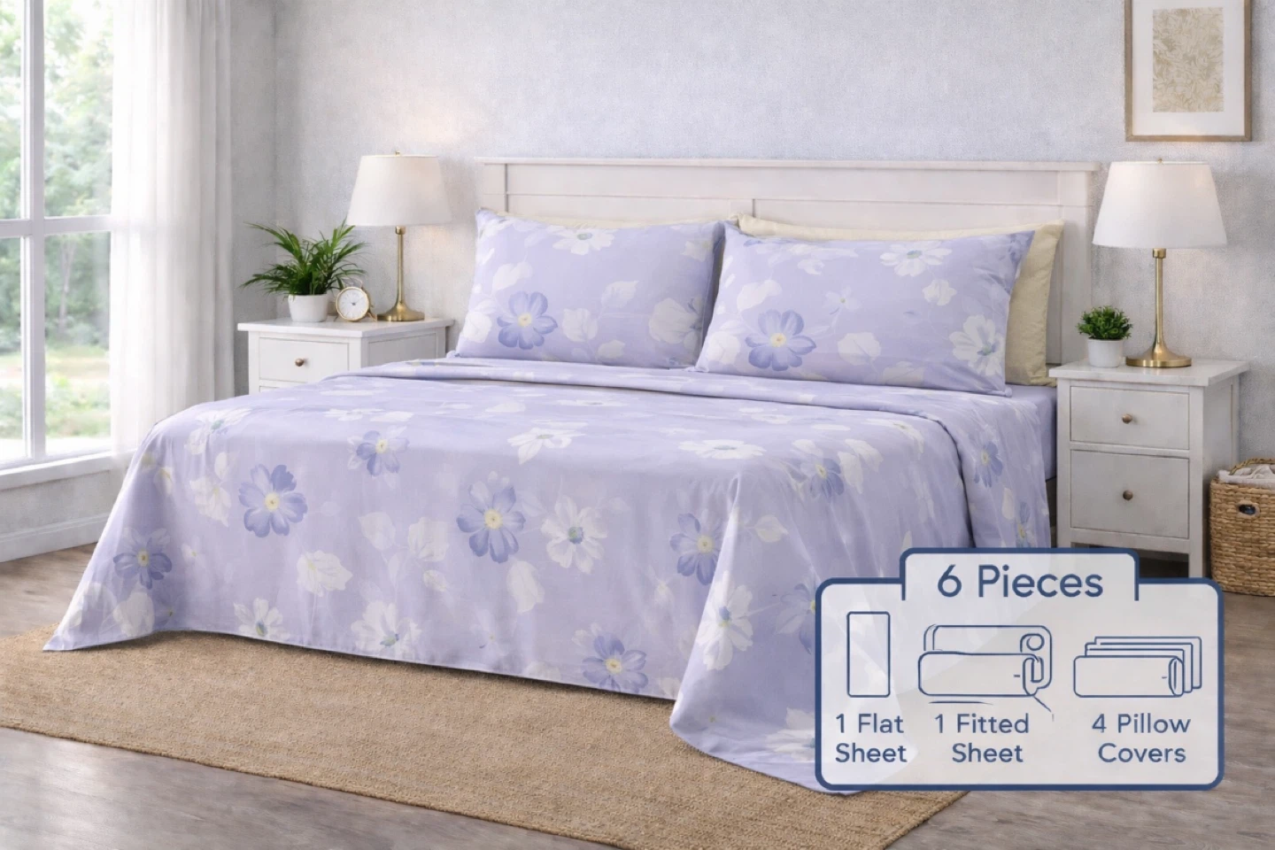 Brand New 6 Piece Queen Size Bedsheet Set with 4 Pillow Covers - photo 2