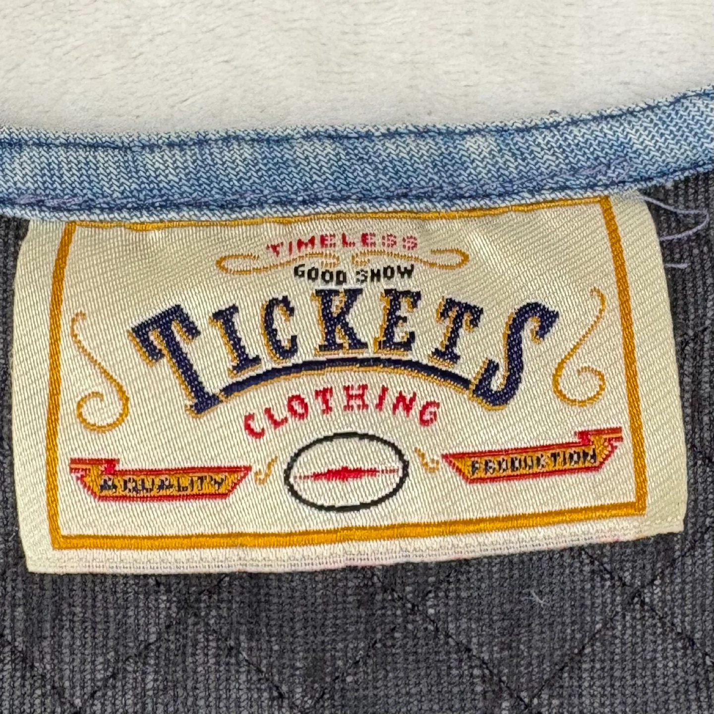 Tickets Vintage Quilted Denim Vest Blue Acid Wash Womens Size S - photo 5
