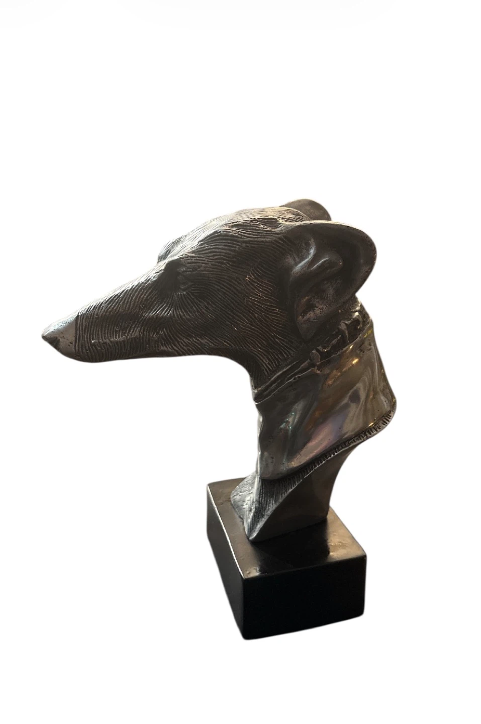 Metal Greyhound Dog Bust Sculpture