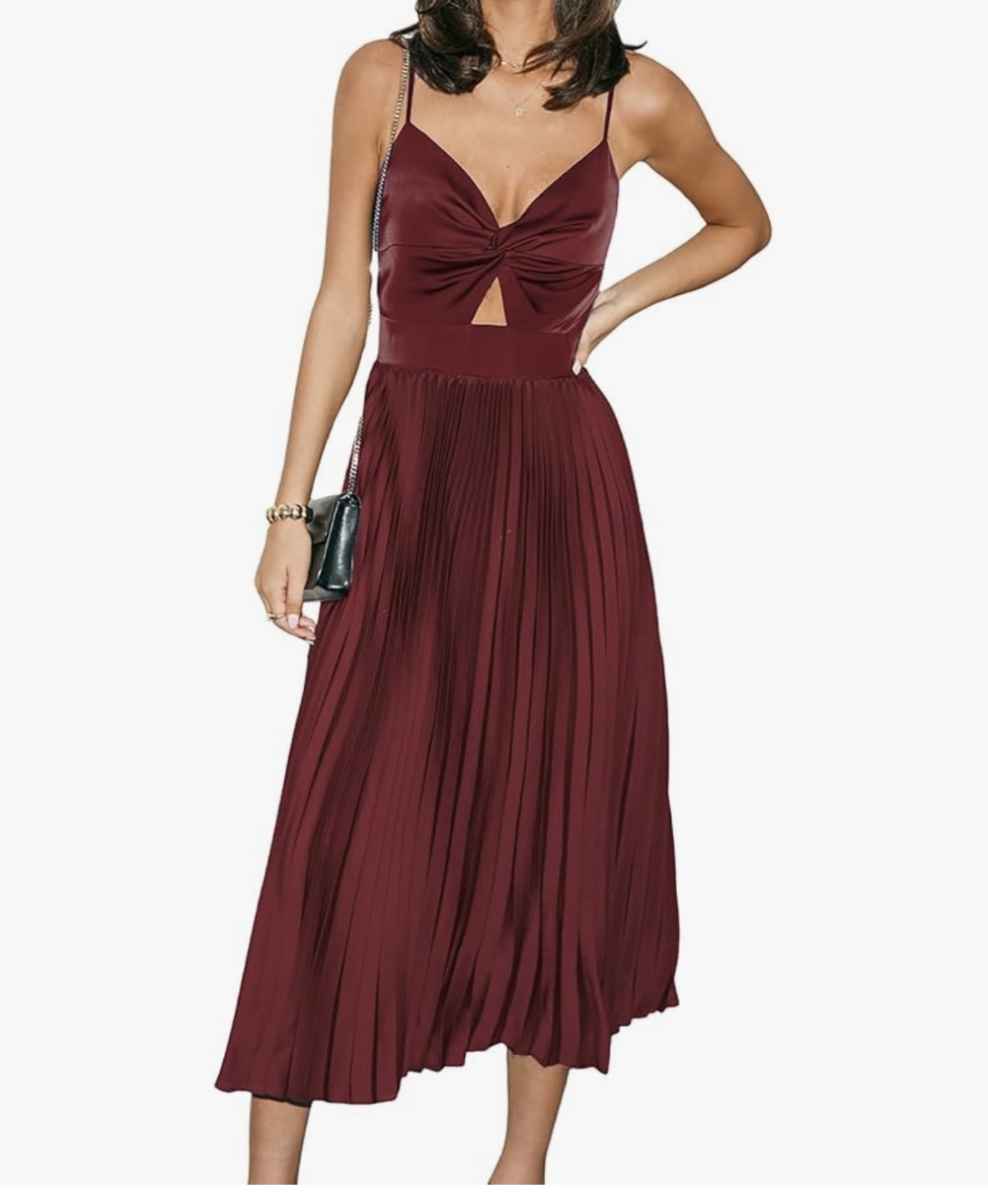 CUPSHE Maroon Satin Twist Midi Dress size small - photo 3
