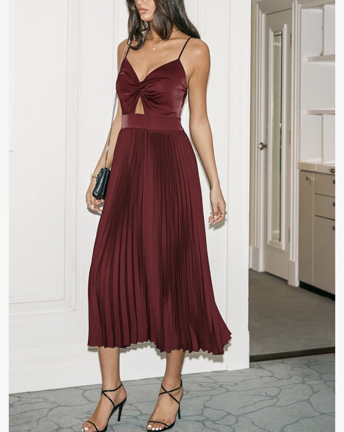 CUPSHE Maroon Satin Twist Midi Dress size small - photo 2