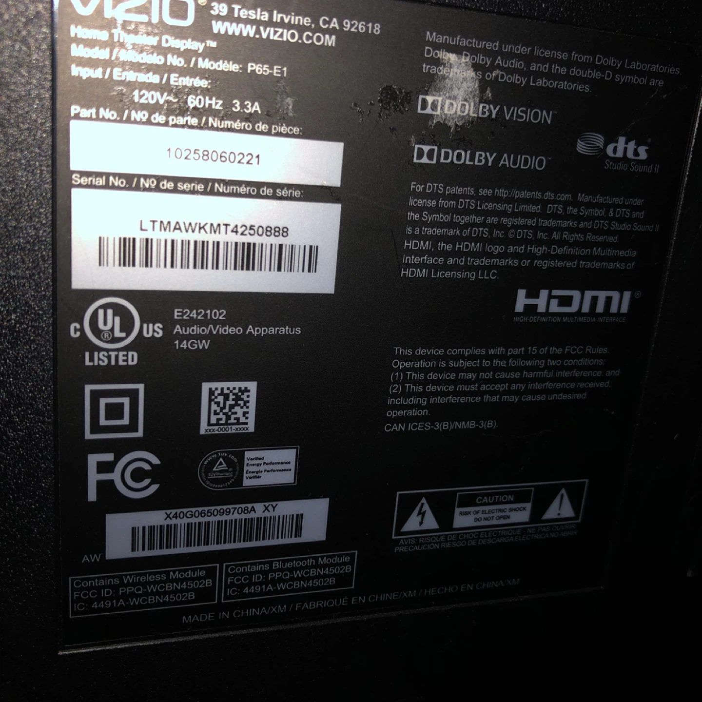 4K TV- 65” Smart Vizio P65-E1 - photo 4