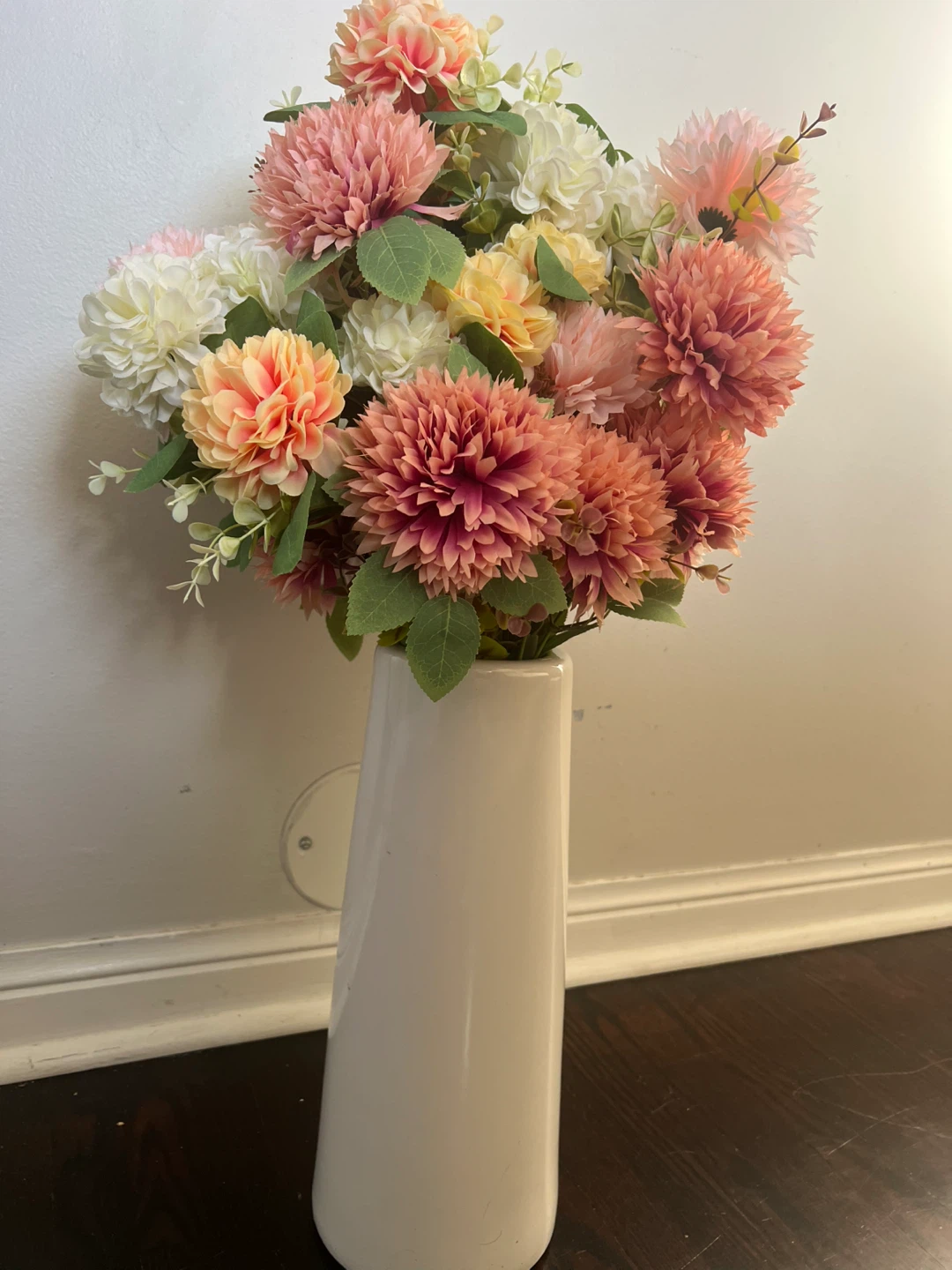 Artificial Flower Arrangement with White Vase