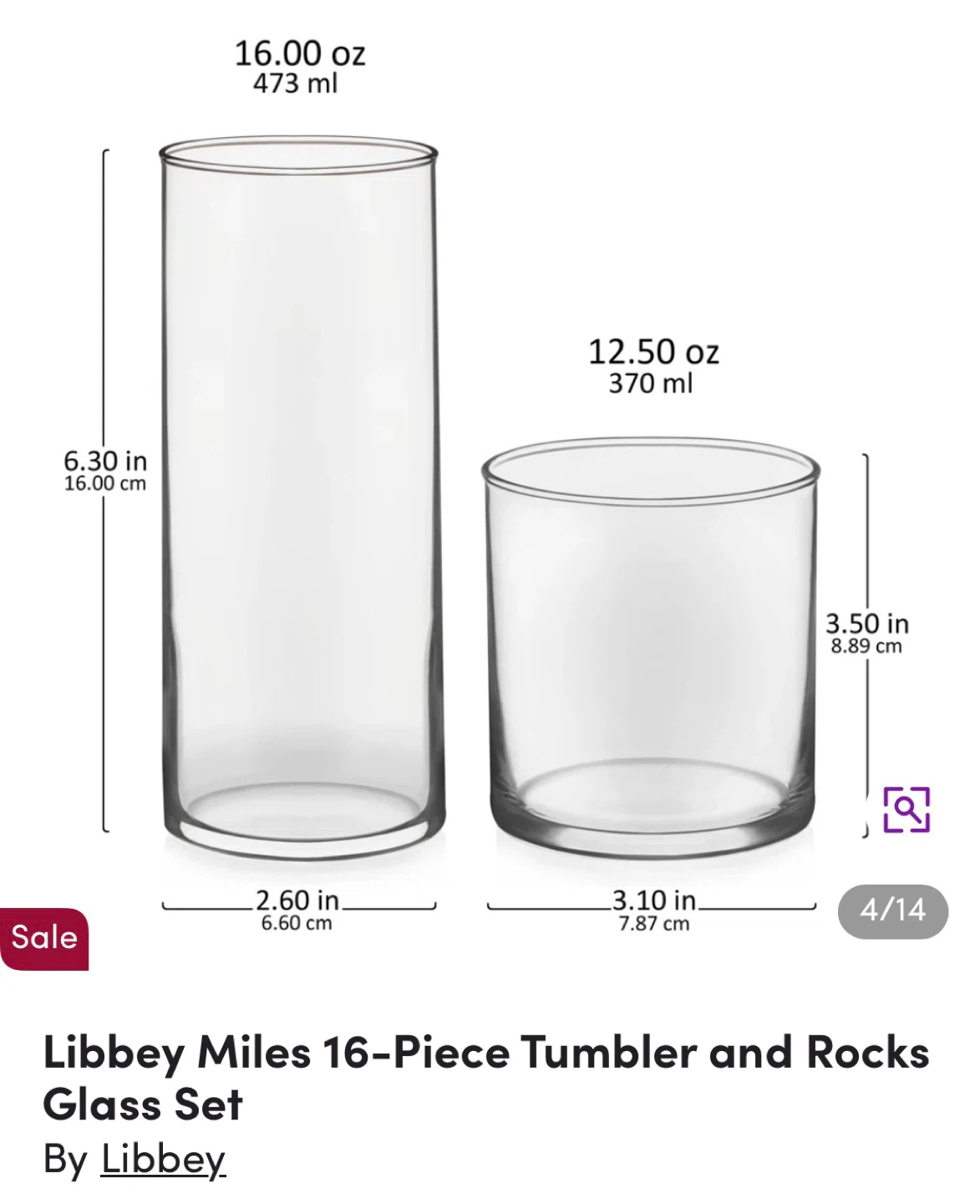 Libbey Miles 16-Piece Tumbler and Rocks Glass Set