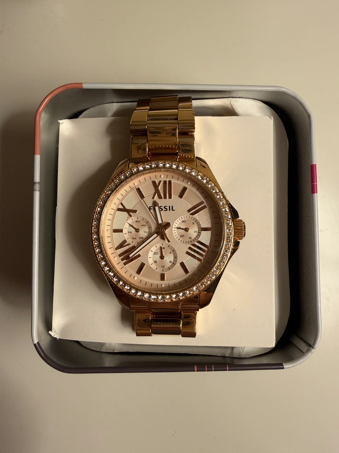 Fossil Women's Rose Gold Tone Watch with Crystals - photo 2