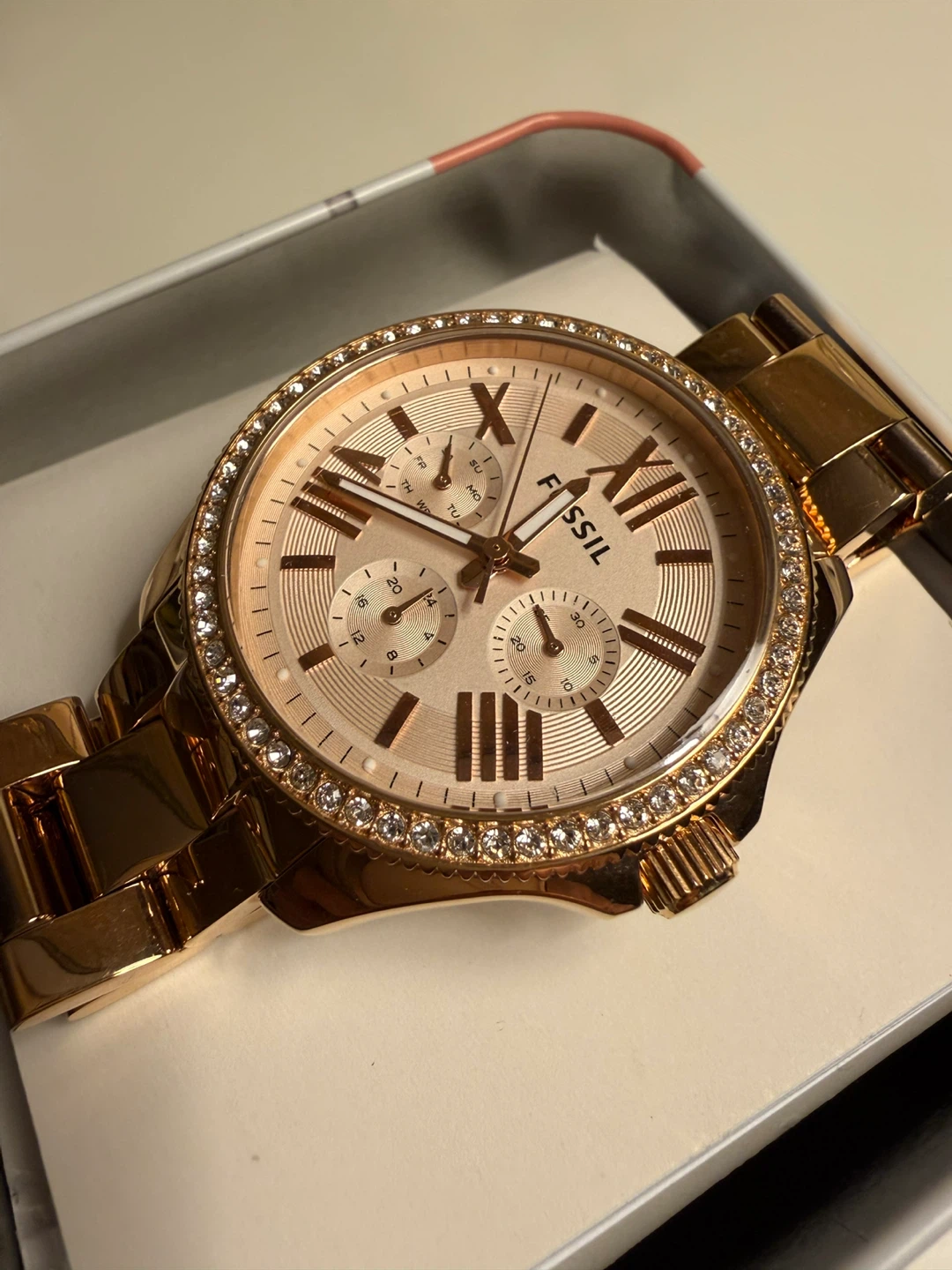 Fossil Women's Rose Gold Tone Watch with Crystals
