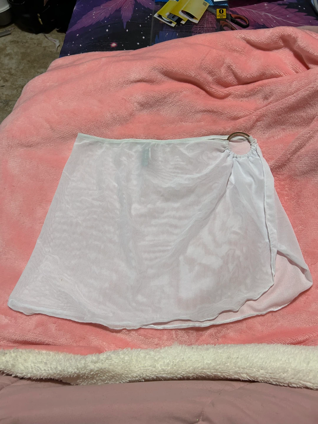 Bikini cover up white mesh skirt