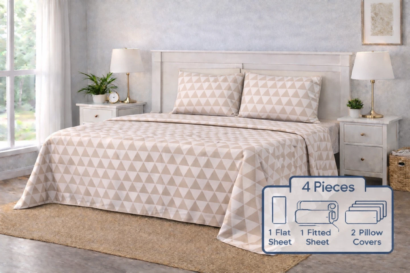 Brand new Queen 4 Piece Sheet Set - Geometric Print - photo 2