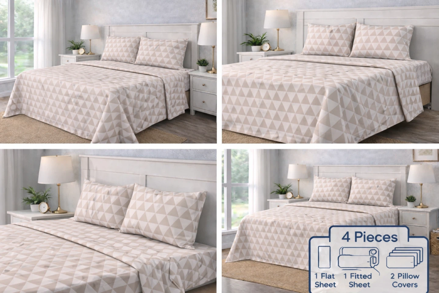 Brand new Queen 4 Piece Sheet Set - Geometric Print - photo 3
