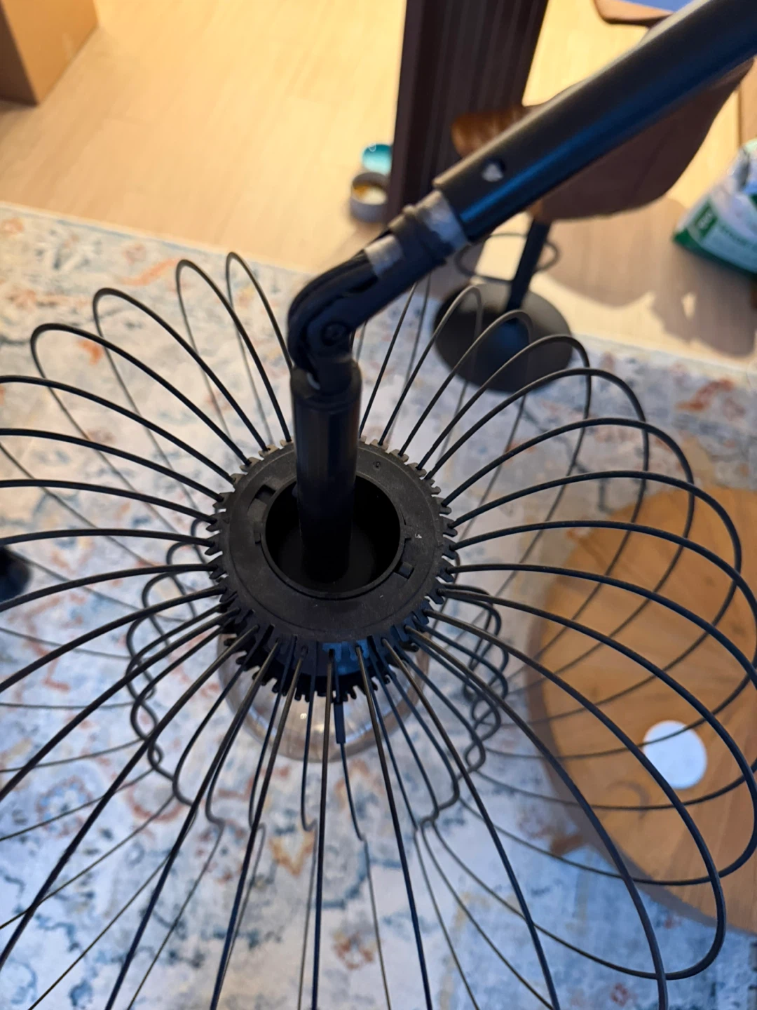IKEA Black Arc Floor Lamp with Wire Cage Shade - photo 2