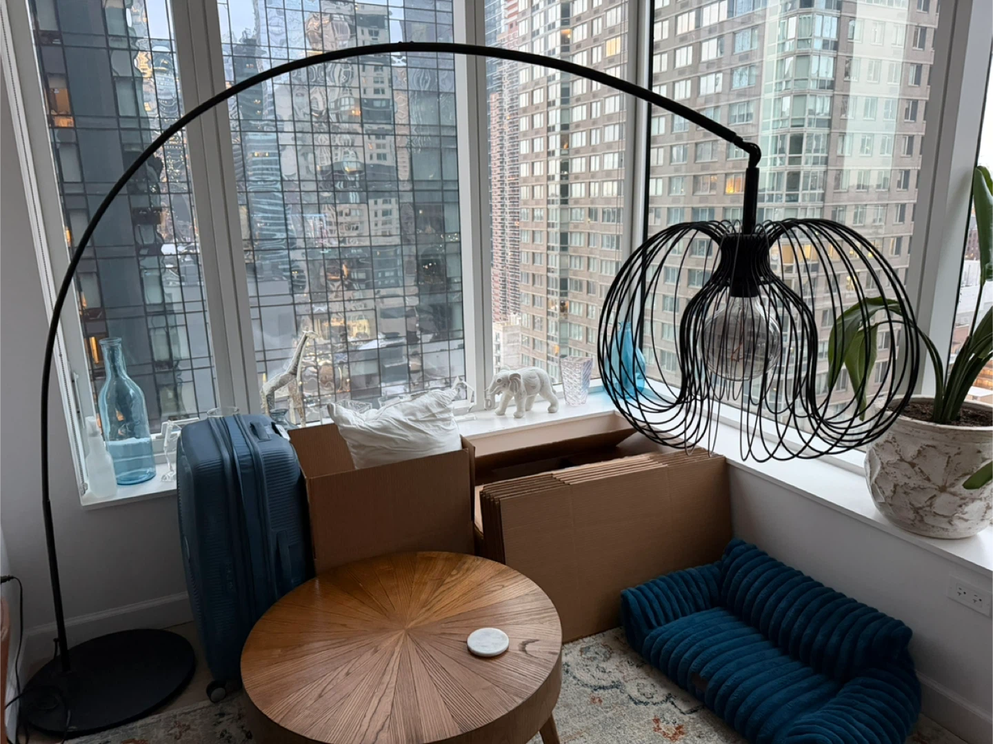 IKEA Black Arc Floor Lamp with Wire Cage Shade - photo 3