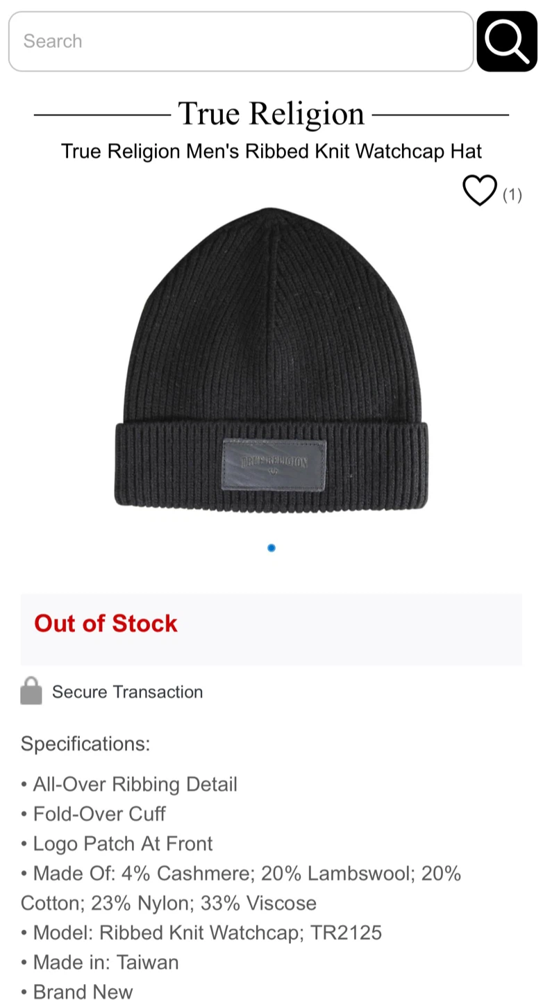 True Religion Men's Ribbed Knit Watchcap Hat - photo 4