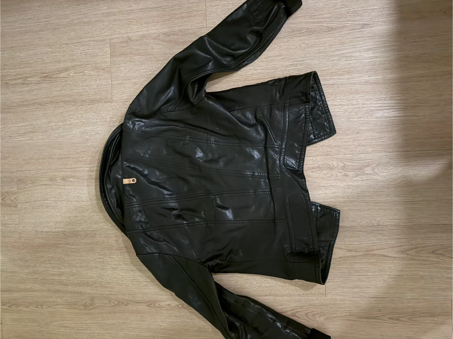 Manage Black Genuine Lambskin Leather Biker Jacket - photo 4