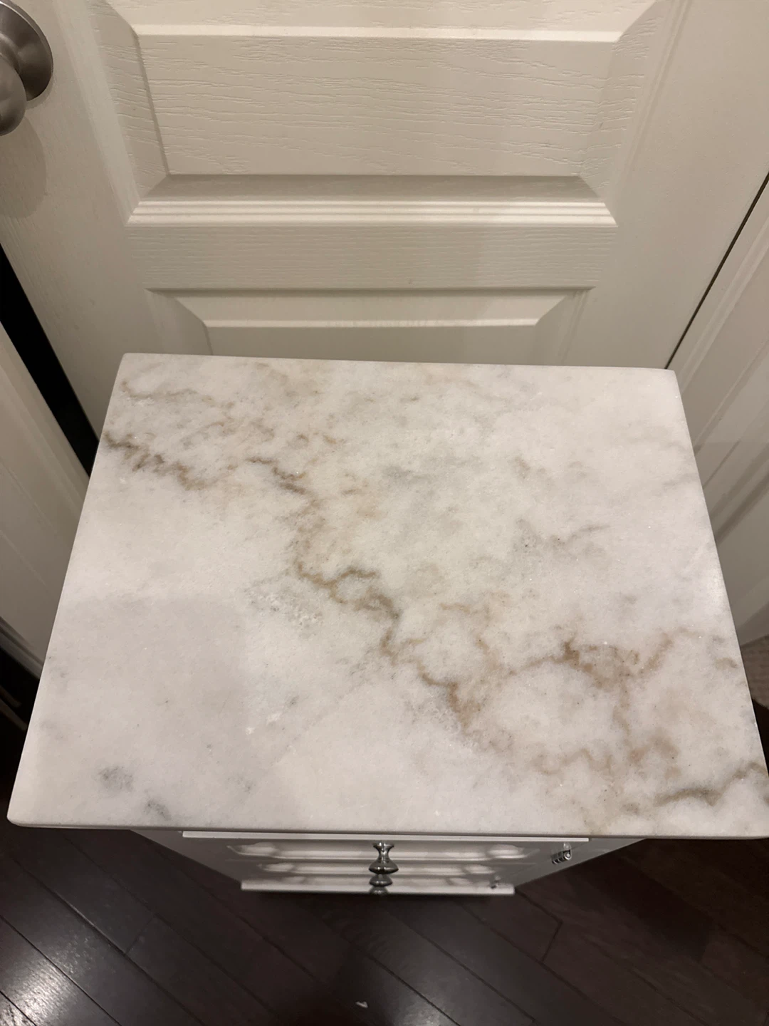 White Nightstand with Marble Top - photo 5