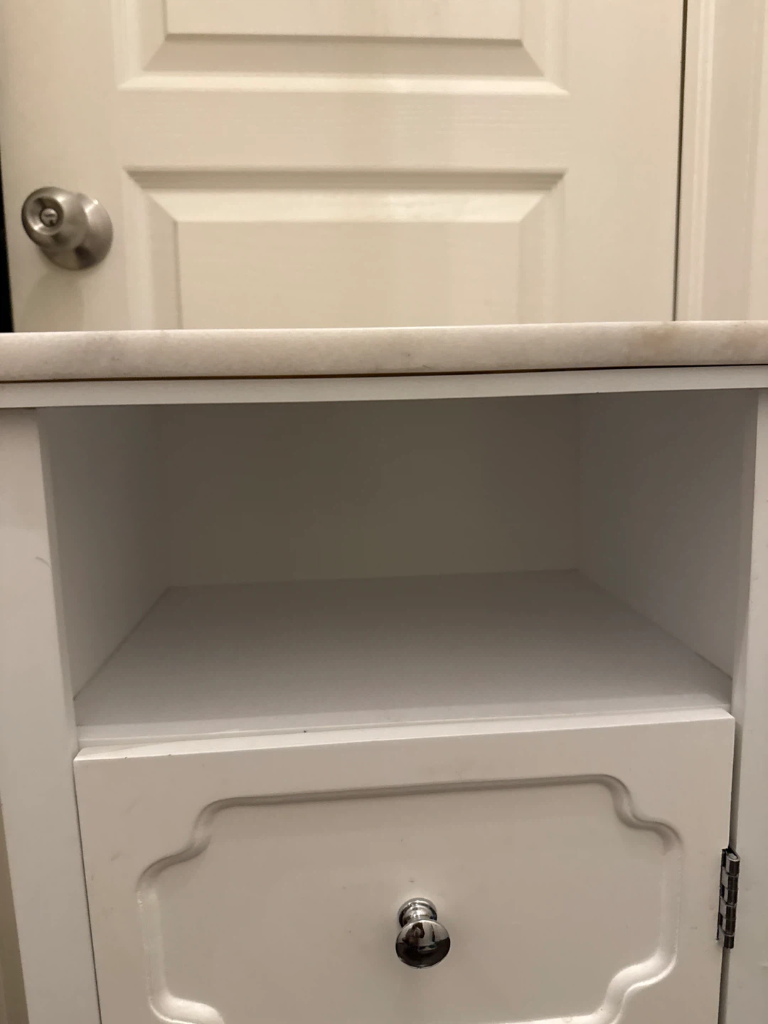 White Nightstand with Marble Top - photo 3