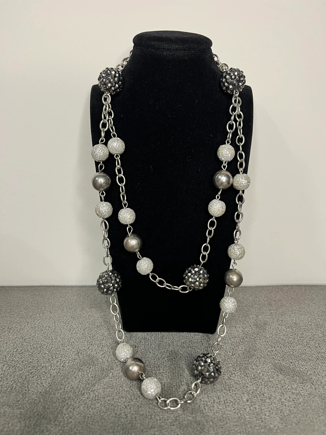 Silver Tone Beaded Necklace