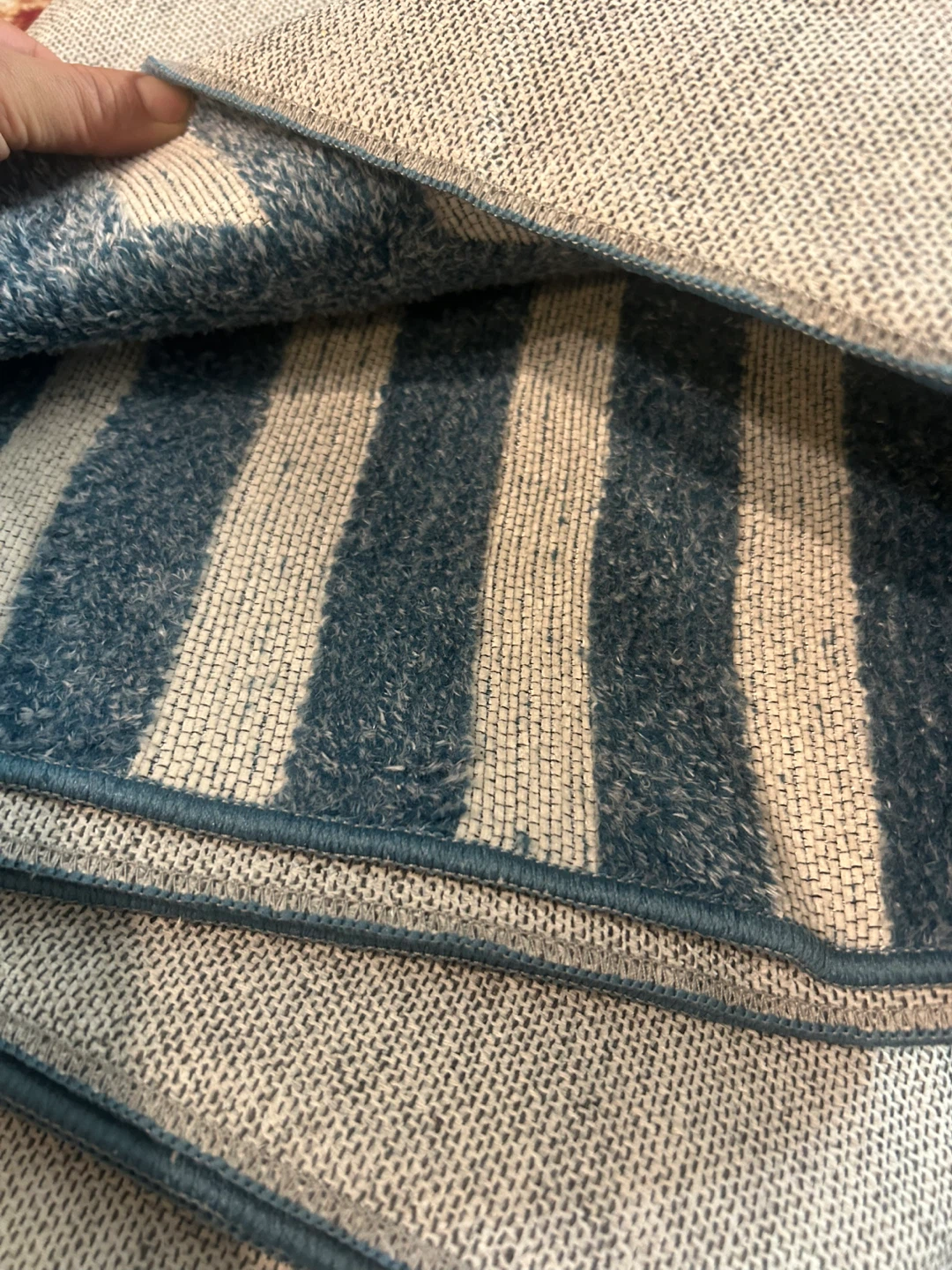 Blue and White Striped Area Rug - photo 5
