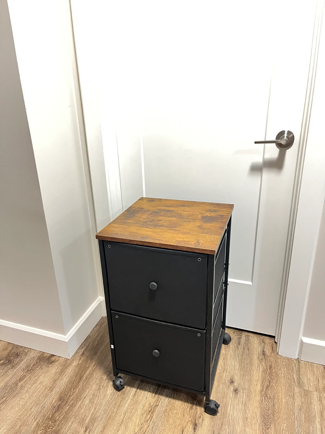 Rolling Cabinet with Wood Top