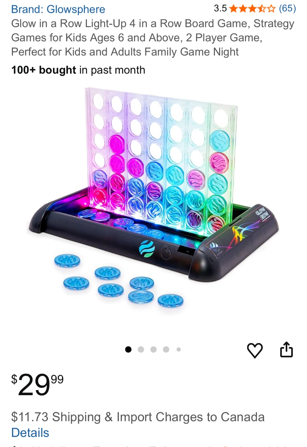 Glow Row Connect 4 Game