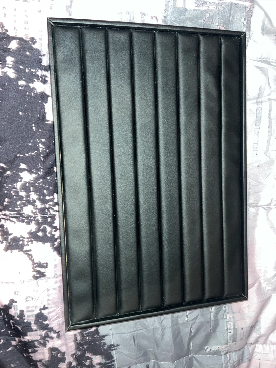 Black Leather 7 Slots Ring Earrings  Tray Showcase Display