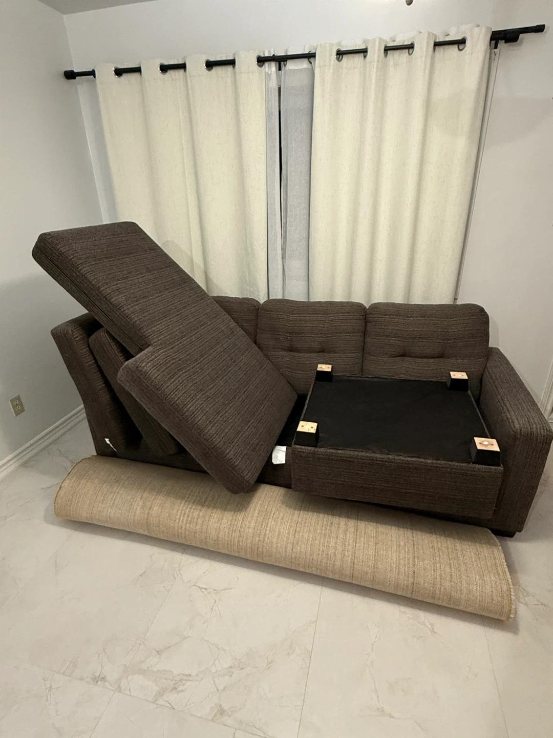 Dark Grey Sectional Sofa & Carpet - photo 5