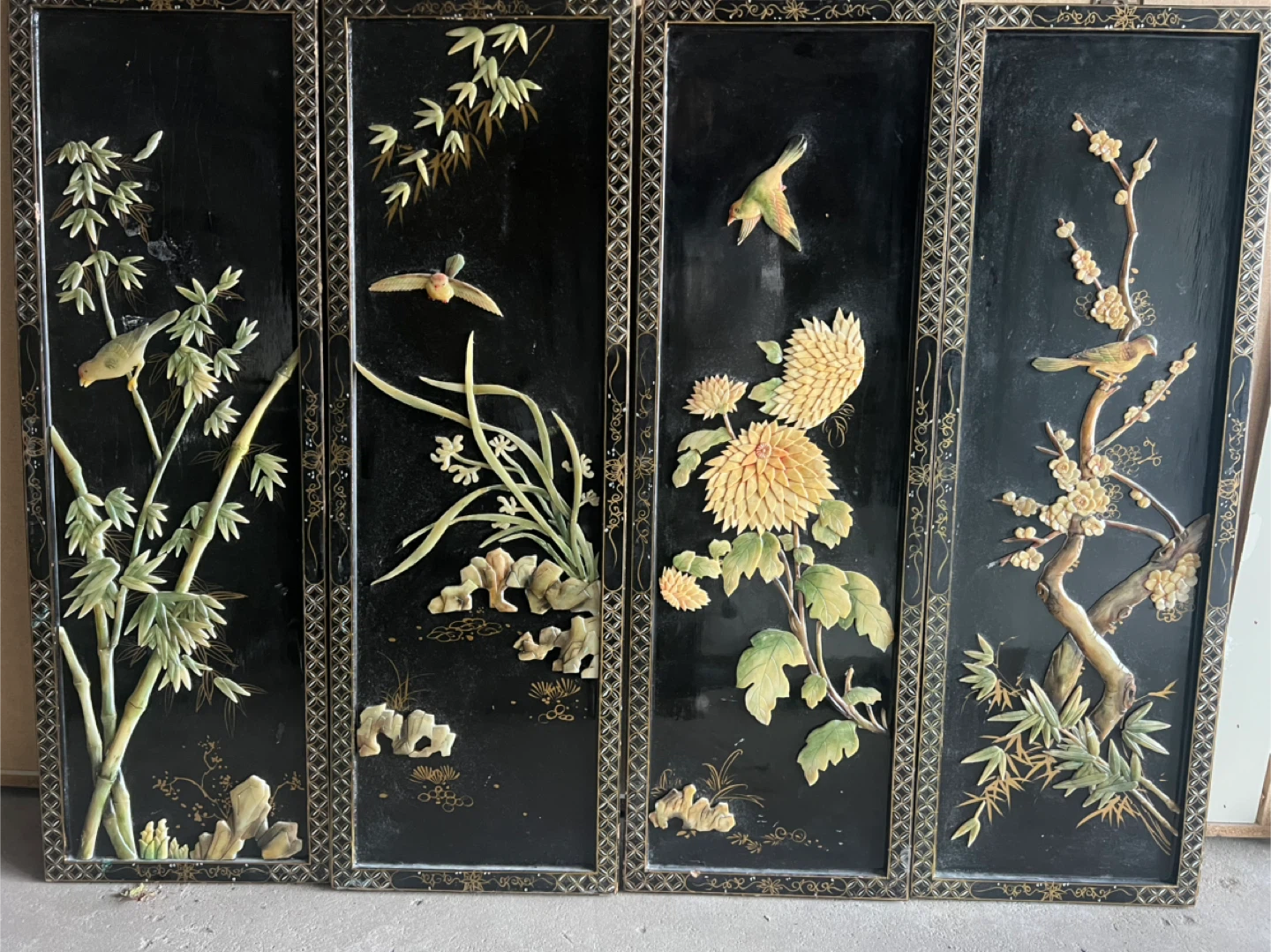Vintage 4-Panel Decorative Wall Screen - photo 2